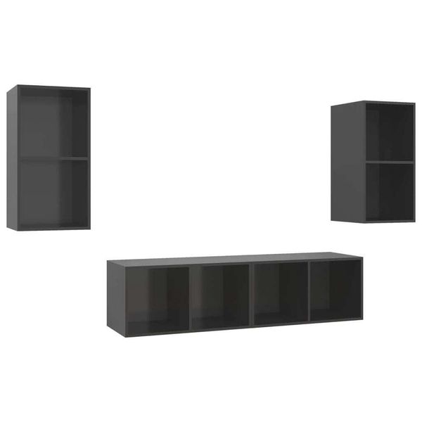 Syfax™ Mobile Tv A Parete 4 Pz Grigio Lucido In Truciolato-image