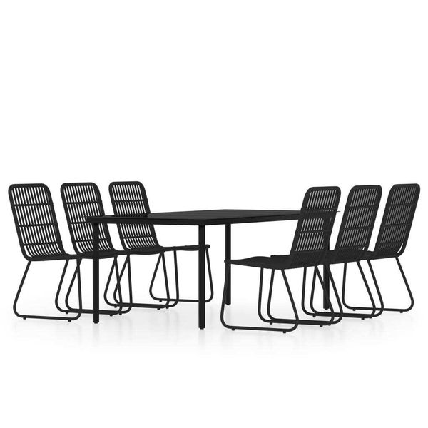 Syfax™ Set Da Pranzo Per Giardino 7 Pz Con Cuscini Nero-image