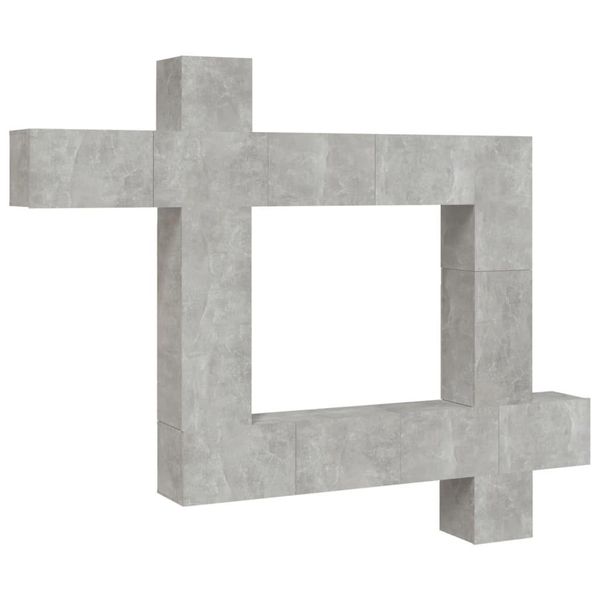 Syfax™ Set Di Mobili Porta Tv 9 Pz Grigio Cemento In Legno Multistrato-image