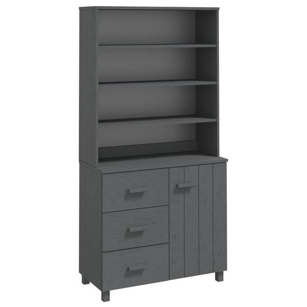 Syfax™ Credenza Hamar In Legno Massello Di Pino Grigio Scuro-image