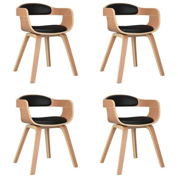 Syfax™ Sedie Da Pranzo 4 Pz Nere In Legno Curvato E Pelle Finta-image
