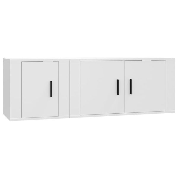 Syfax™ Set Di Mobili Porta Tv 2 Pz Bianco In Legno Multistrato-image