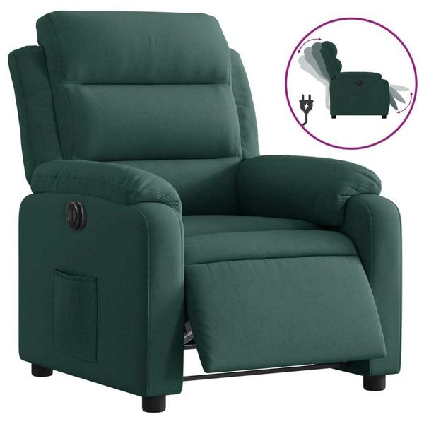 Syfax™ Poltrona Elettrica Reclinabile Verde Scuro In Vera Pelle-image