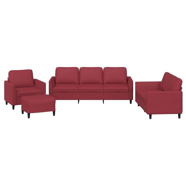 Syfax™ Set Di Divani 4 Pz Con Cuscini Rosso Vino In Pelle Finta-image