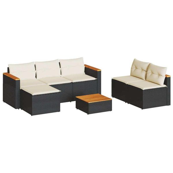 Syfax™ Set Divani Da Giardino 5 Pz Con Cuscini Nero Polyrattan Acacia-image