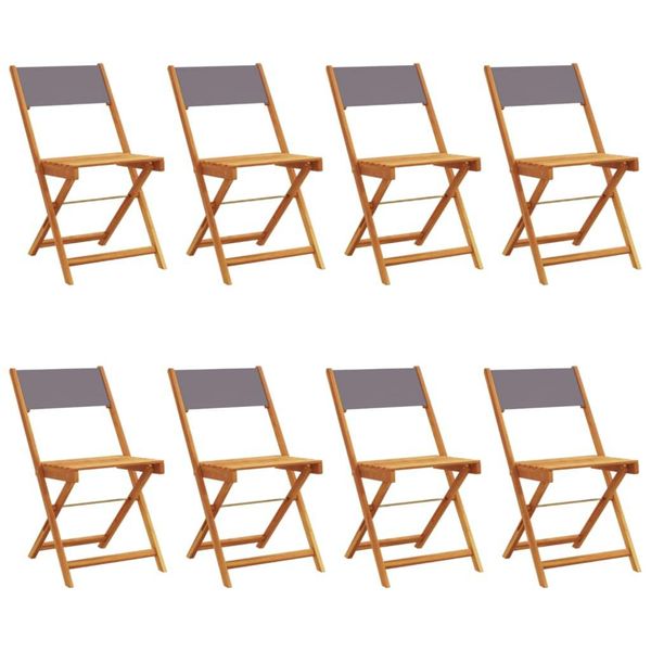 Syfax™ Sedie Giardino Pieghevoli 8Pz Antracite Tessuto Legno Massello-image