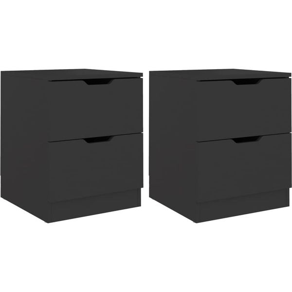 Syfax™ Comodini 2 Pz Neri 40X40X50 Cm In Legno Multistrato-image