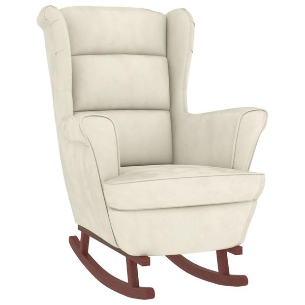 Syfax™ Sedia A Dondolo Con Schienale Alto In Velluto Crema-image