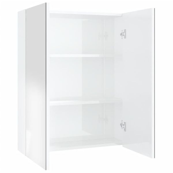 Syfax™ Armadietto A Specchio Per Bagno 60X15X75 Cm Mdf Bianco Lucido-image