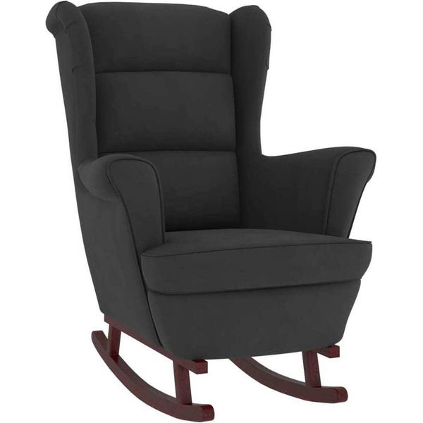 Syfax™ Sedia A Dondolo Con Schienale Alto In Velluto Nero-image