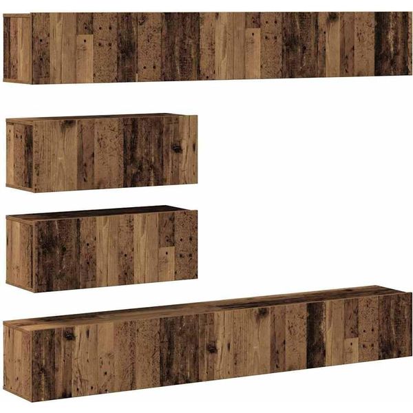 Syfax™ Set Mobile Tv 6 Pz Montato A Parete Legno Antico In Truciolato-image