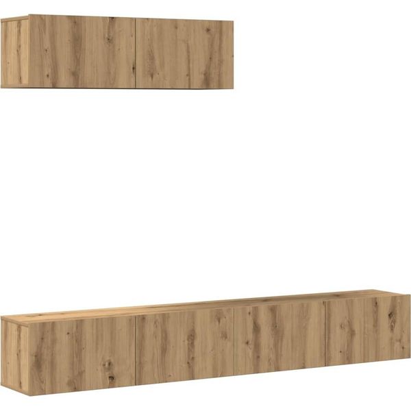 Syfax™ Set Mobile Tv 3 Pz Montato A Parete Rovere In Truciolato-image