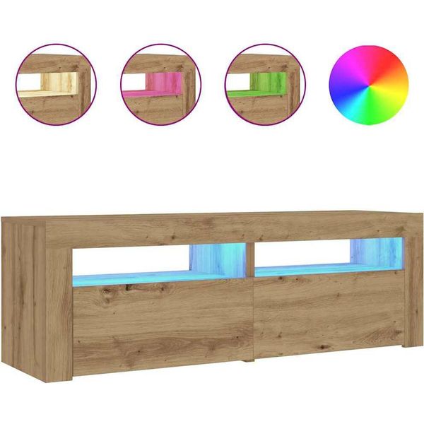 Syfax™ Comodini 2 Pz Con Luci Led Rovere Artigianale 60X35X40 Cm-image