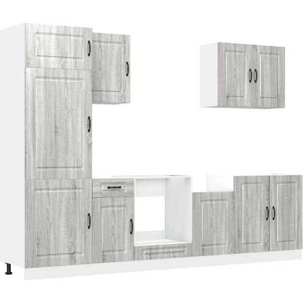 Syfax™ Set Mobili Da Cucina 7 Pz Kalmar Grigio Sonoma In Truciolato-image