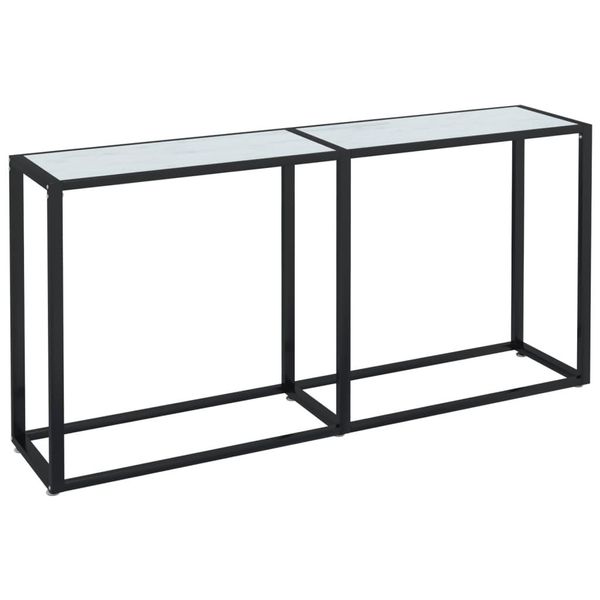 Syfax™ Tavolo Consolle Bianco Marmo 160X35X75,5 Cm In Vetro Temperato-image