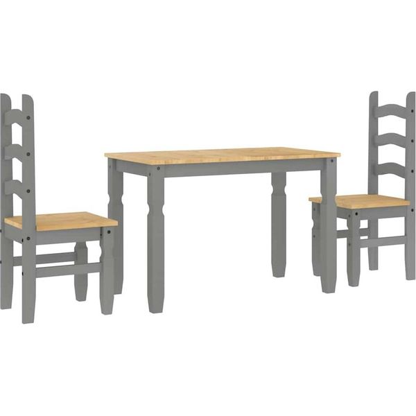 Syfax™ Set Da Pranzo 3 Pz Panama Grigio In Legno Massello Di Pino-image
