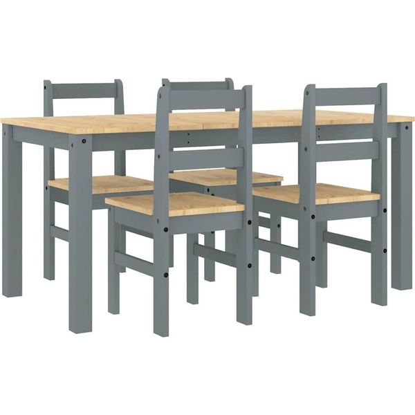 Syfax™ Set Da Pranzo 5 Pz Panama Grigio In Legno Massello Di Pino-image