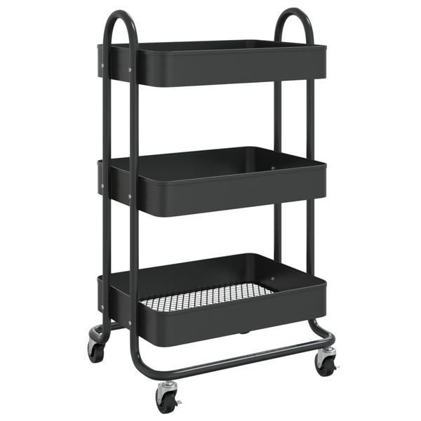 Syfax™ Carrello A 3 Livelli Nero 43X34X79 Cm In Acciaio-image