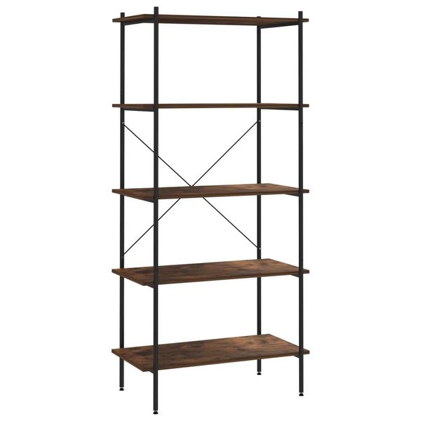 Syfax™ Scaffale Con 5 Mensole Nero E Naturale 80X40X163 Cm-image