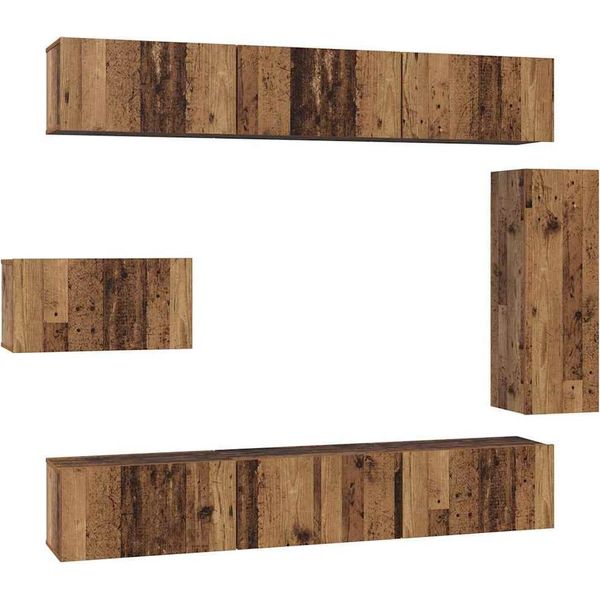 Syfax™ Set Mobile Tv 8 Pcs Legno Vecchio Legno Multistrato-image