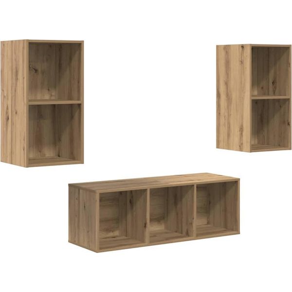 Syfax™ Set Mobile Tv 3 Pcs Rovere Artigianale Legno Multistrato-image