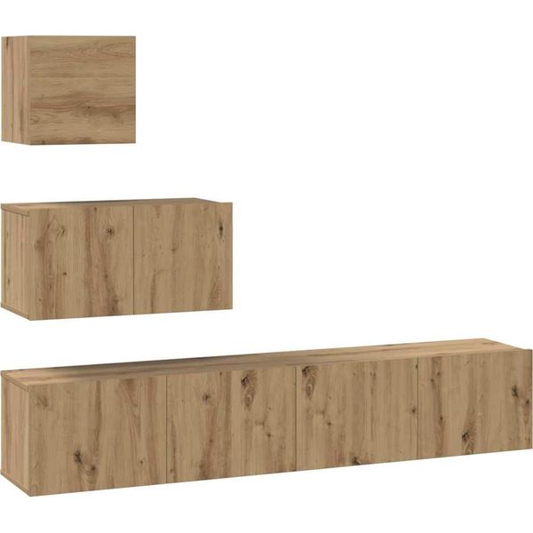 Syfax™ Set Mobile Tv 4 Pcs Rovere Artigianale Legno Multistrato-image
