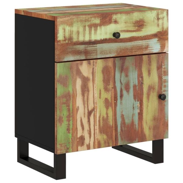 Syfax™ Comodino 50X33X60Cm Legno Massello Recupero E Legno Multistrato-image