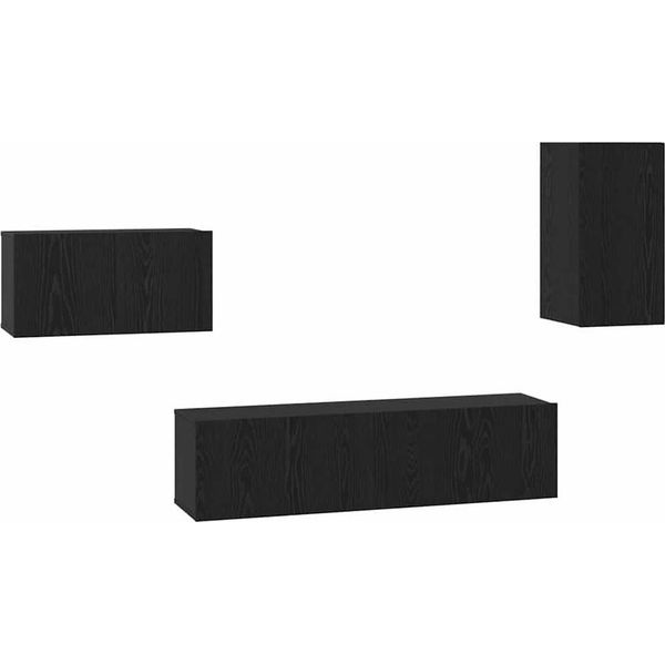 Syfax™ Set Mobile Tv Con Cassetto Rovere Nero Legno Multistrato-image