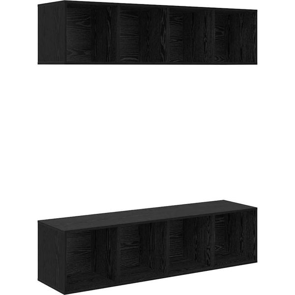 Syfax™ Set Mobile Tv 2 Pcs Rovere Nero 37 X 37 X 142,5 Cm-image