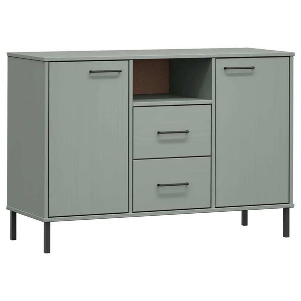 Syfax™ Credenza Gambe Metallo Grigio 113X40X77 Cm Legno Massello Oslo-image
