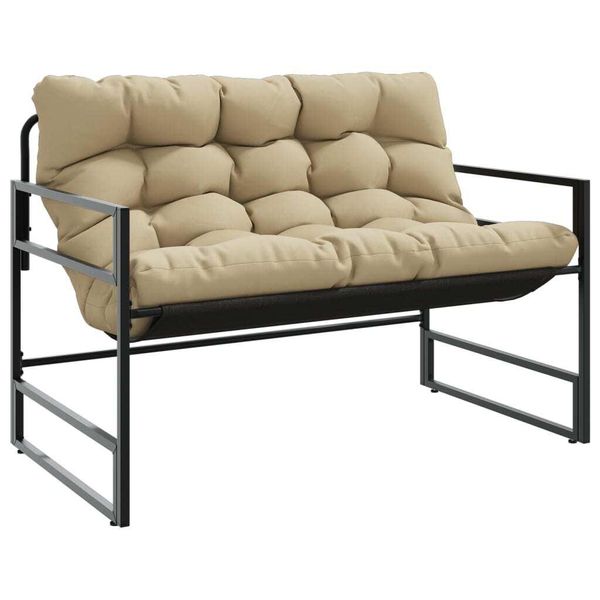 Syfax™ Panchina Da Giardino Con Cuscino Tortora 113 Cm In Acciaio-image