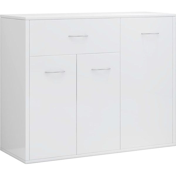 Syfax™ Credenza Bianco Lucido 88X30X70 Cm In Legno Multistrato-image