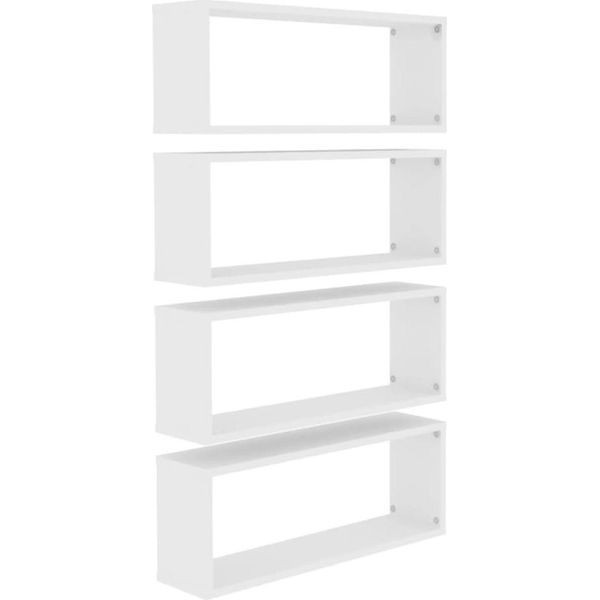 Syfax™ Mensole Parete A Cubo 4Pz Bianche 60X15X23 Cm Legno Multistrato-image