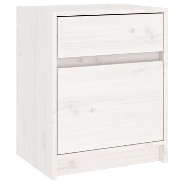 Syfax™ Comodino Bianco 40X31X50 Cm In Legno Massello Di Pino-image
