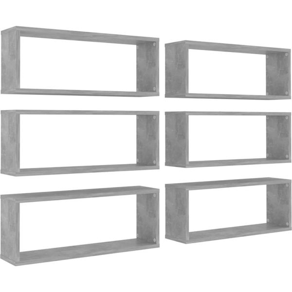 Syfax™ Mensole Parete A Cubo 6Pz Grigio Cemento 60X15X23Cm Multistrato-image