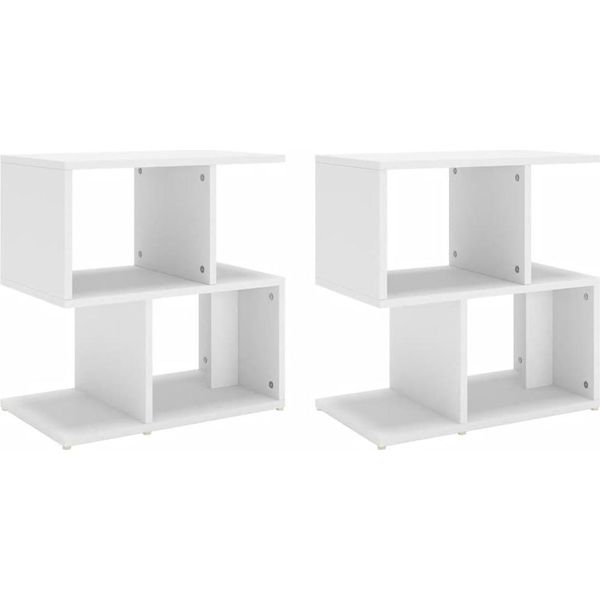 Syfax™ Comodini 2Pz Bianchi 50X30X51,5 Cm In Legno Multistrato-image