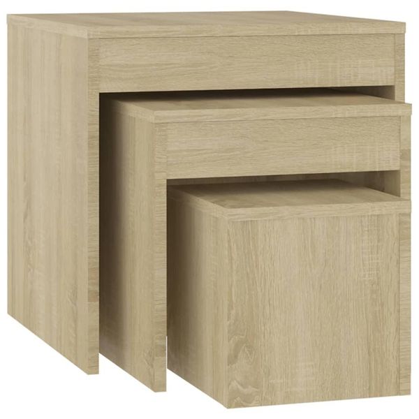 Syfax™ Tavolini Impilabili 3 Pz Rovere Sonoma In Truciolato-image