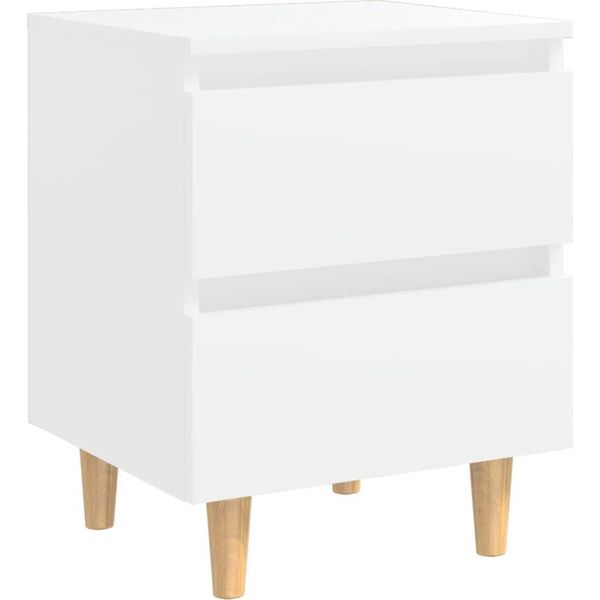 Syfax™ Comodino Con Gambe In Pino Massello Bianco 40X35X50 Cm-image