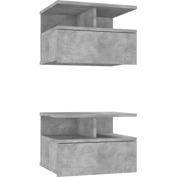 Syfax™ Comodini Pensili 2Pz Grigio Cemento 40X31X27Cm In Multistrato-image
