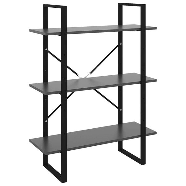 Syfax™ Libreria Grigia 80X30X105 Cm In Legno Multistrato-image