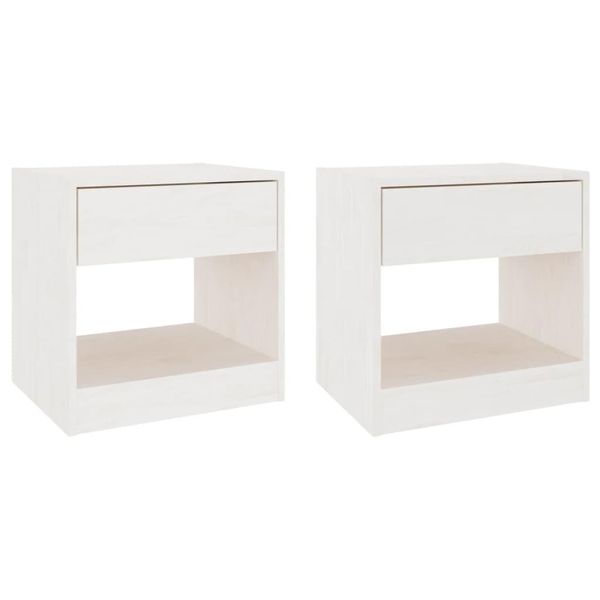 Syfax™ Comodini 2 Pz Bianchi 40X31X40 Cm In Legno Massello Di Pino-image