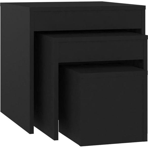 Syfax™ Tavolini Impilabili 3 Pz Neri In Truciolato-image