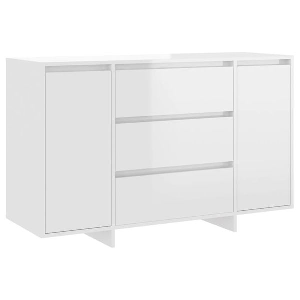 Syfax™ Credenza Con 3 Cassetti Bianco Lucido 120X41X75Cm In Truciolato-image