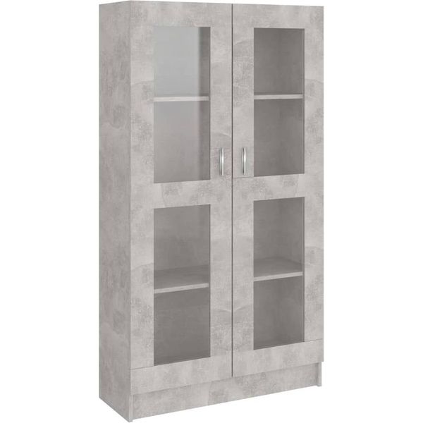 Syfax™ Armadietto Vetrina Grigio Cemento 82,5X30,5X150 Cm Multistrato-image