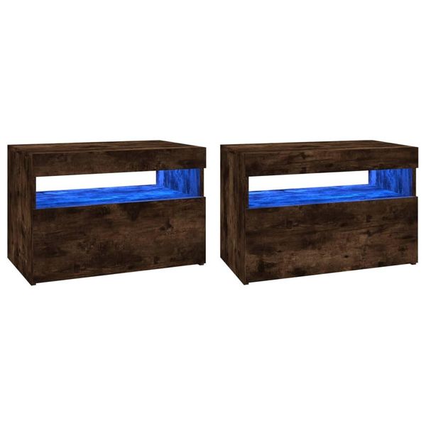 Syfax™ Mobili Porta Tv Con Luci Led 2 Pz Rovere Fumo 60X35X40 Cm-image