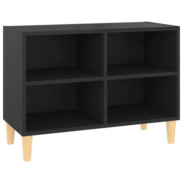 Syfax™ Mobile Tv Con Gambe In Legno Massello Nero 69,5X30X50 Cm-image