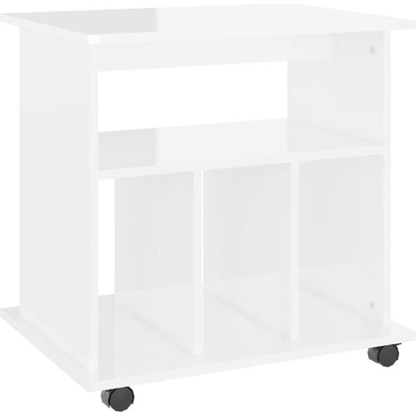Syfax™ Mobiletto Con Ruote Bianco Lucido 60X45X60 Cm Legno Multistrato-image