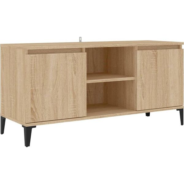 Syfax™ Mobile Tv Con Gambe In Metallo Rovere Sonoma 103,5X35X50 Cm-image