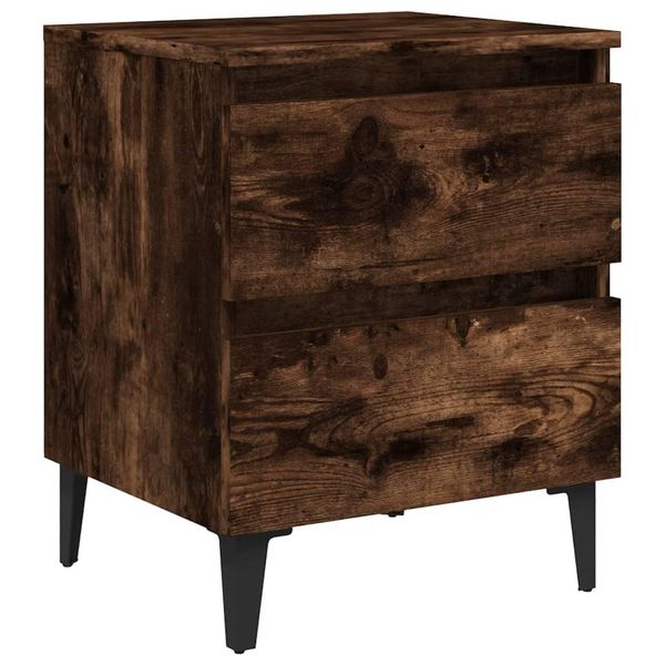 Syfax™ Comodino Con Gambe In Metallo Rovere Fumo 40X35X50 Cm-image