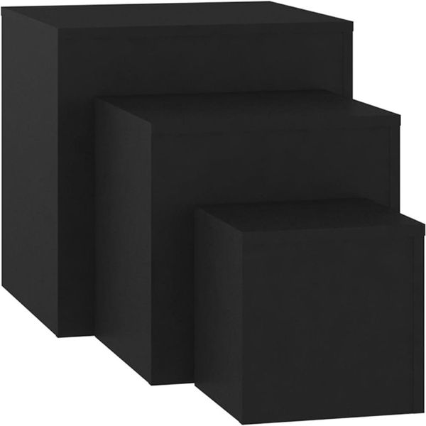 Syfax™ Tavolini Di Servizio 3 Pz Neri In Truciolato-image